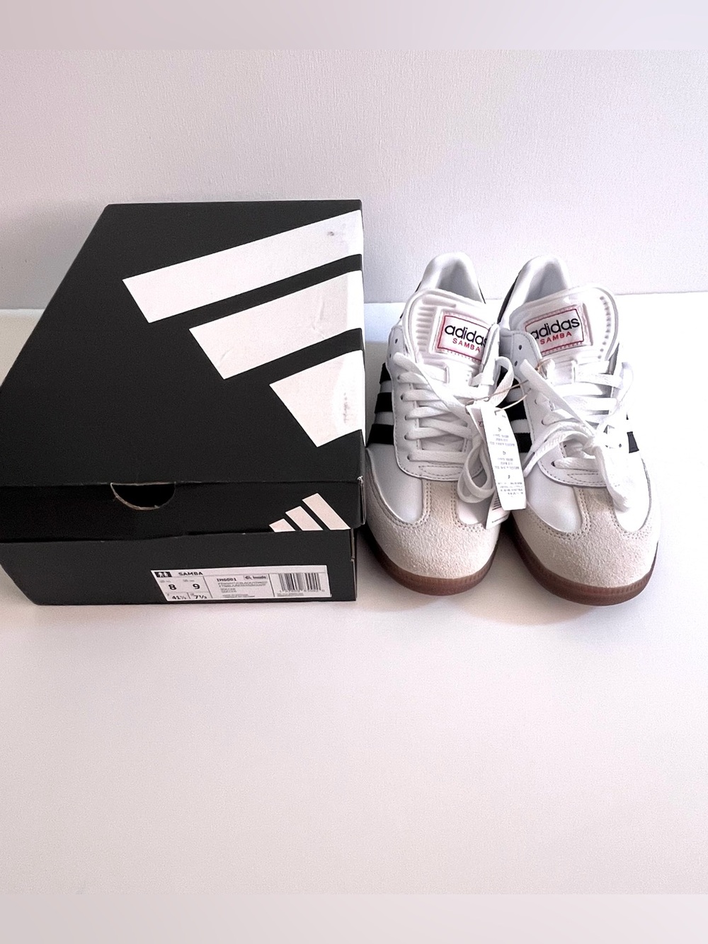 adidas Unisex Samba White Sneakers with Black Stripes Men Size 8 - Picture 2 of 12